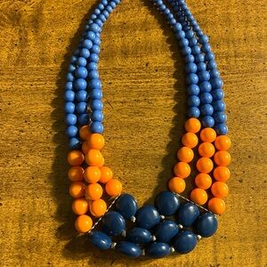 Blue and Orange Beaded Necklace